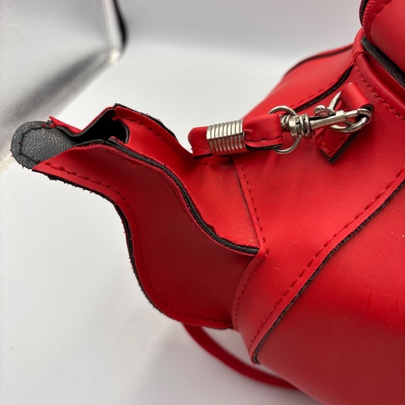 Rare PYLONES Teapot Shape Purse Vintage Red Handbag Teabag Crossbody - Picture 13 of 14